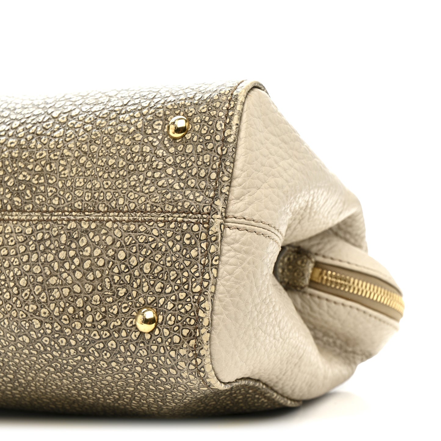 Pebbled Calfskin Small Chameleon Tote Beige Grey