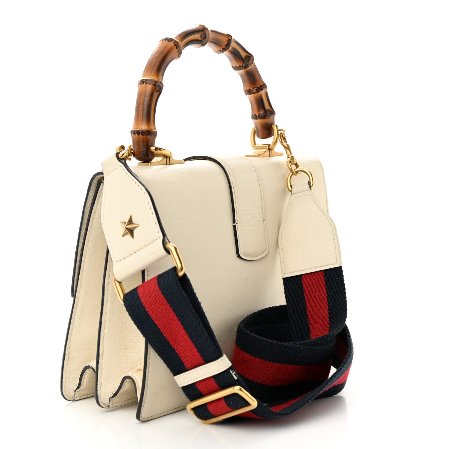 Gucci Calfskin Bamboo Web Medium Dionysus Top Handle Bag White Blue Hibiscus Red 3 of 17