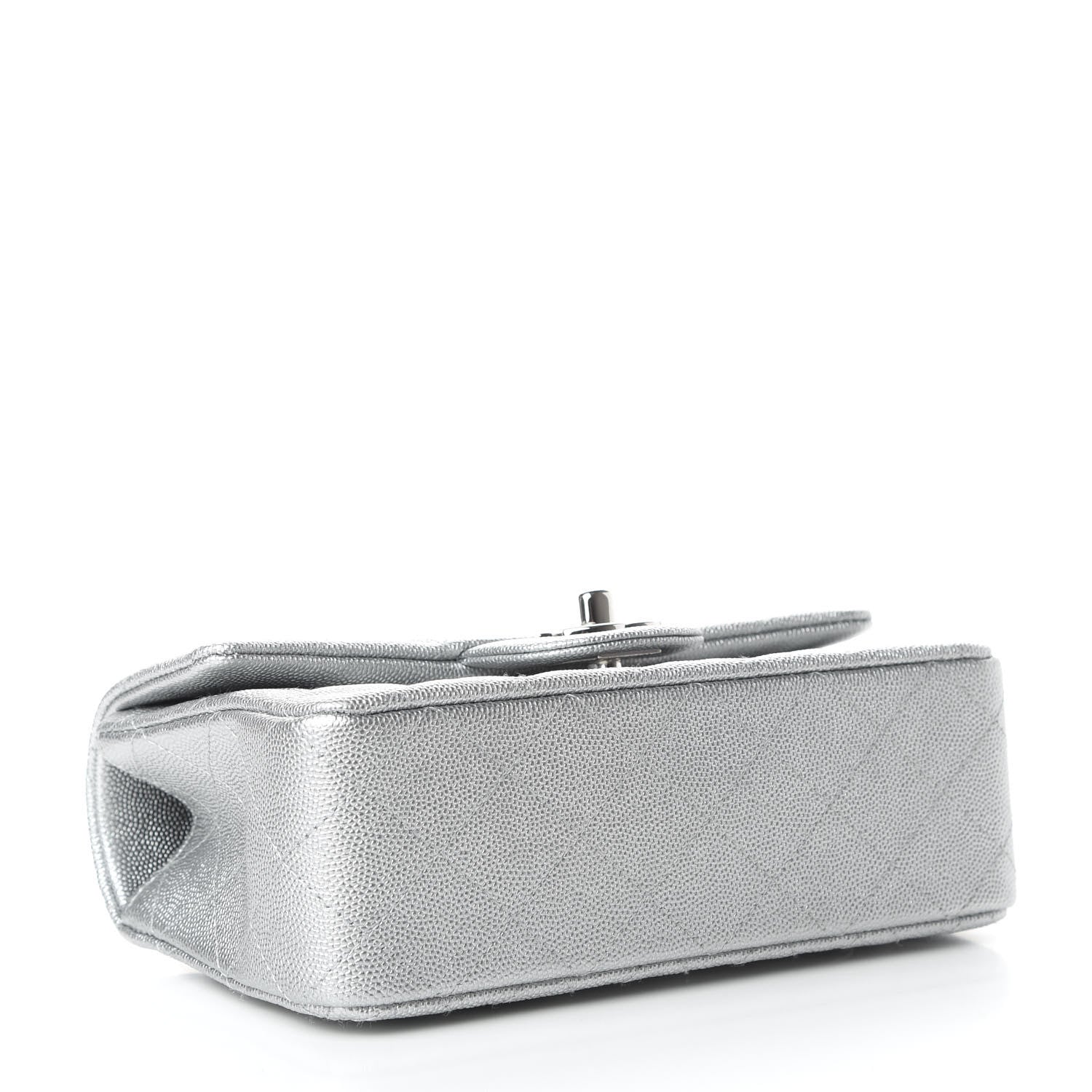 Chanel Metallic Caviar Quilted Mini Top Handle Rectangular Flap Silver 4 of 10