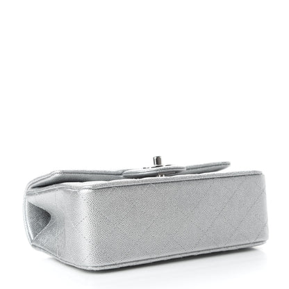 Chanel Metallic Caviar Quilted Mini Top Handle Rectangular Flap Silver 4 of 10