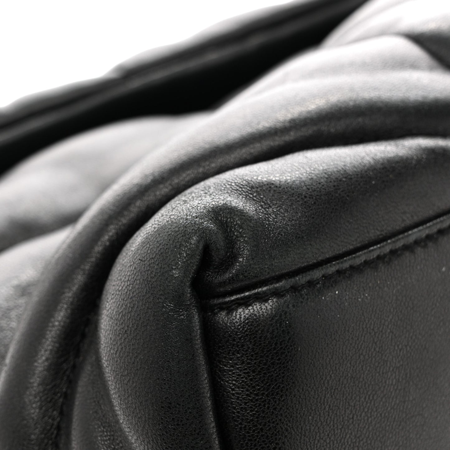 Lambskin Quilted Medium Loulou Puffer Monogram Chain Satchel Black