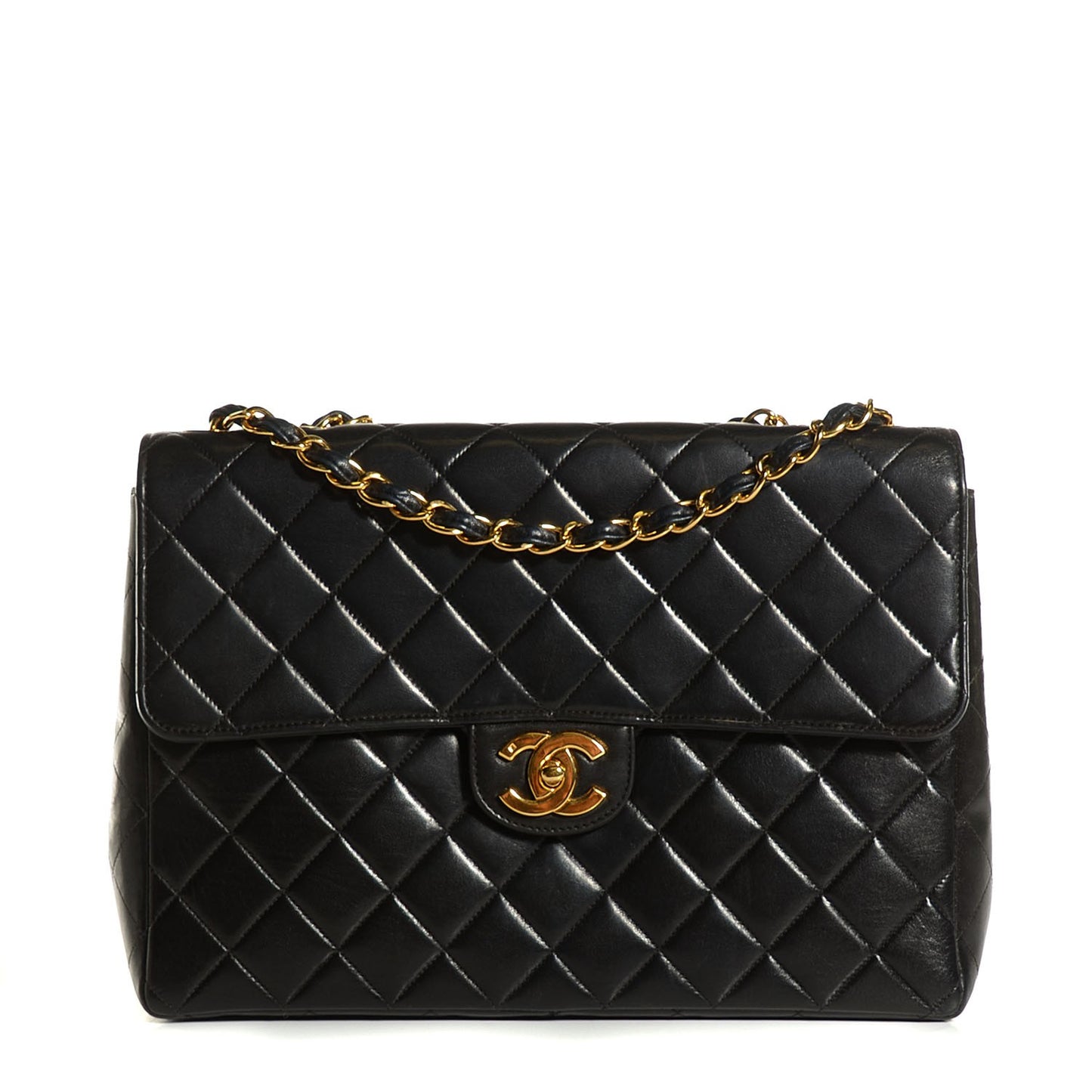Lambskin Quilted Jumbo Flap Black