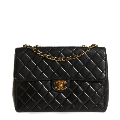 Chanel Lambskin Quilted Jumbo Flap Black 1 of 9