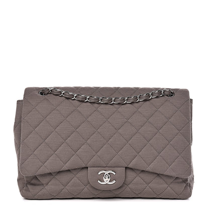 Chanel Jersey Quilted Maxi Single Flap Grey 1 of 10