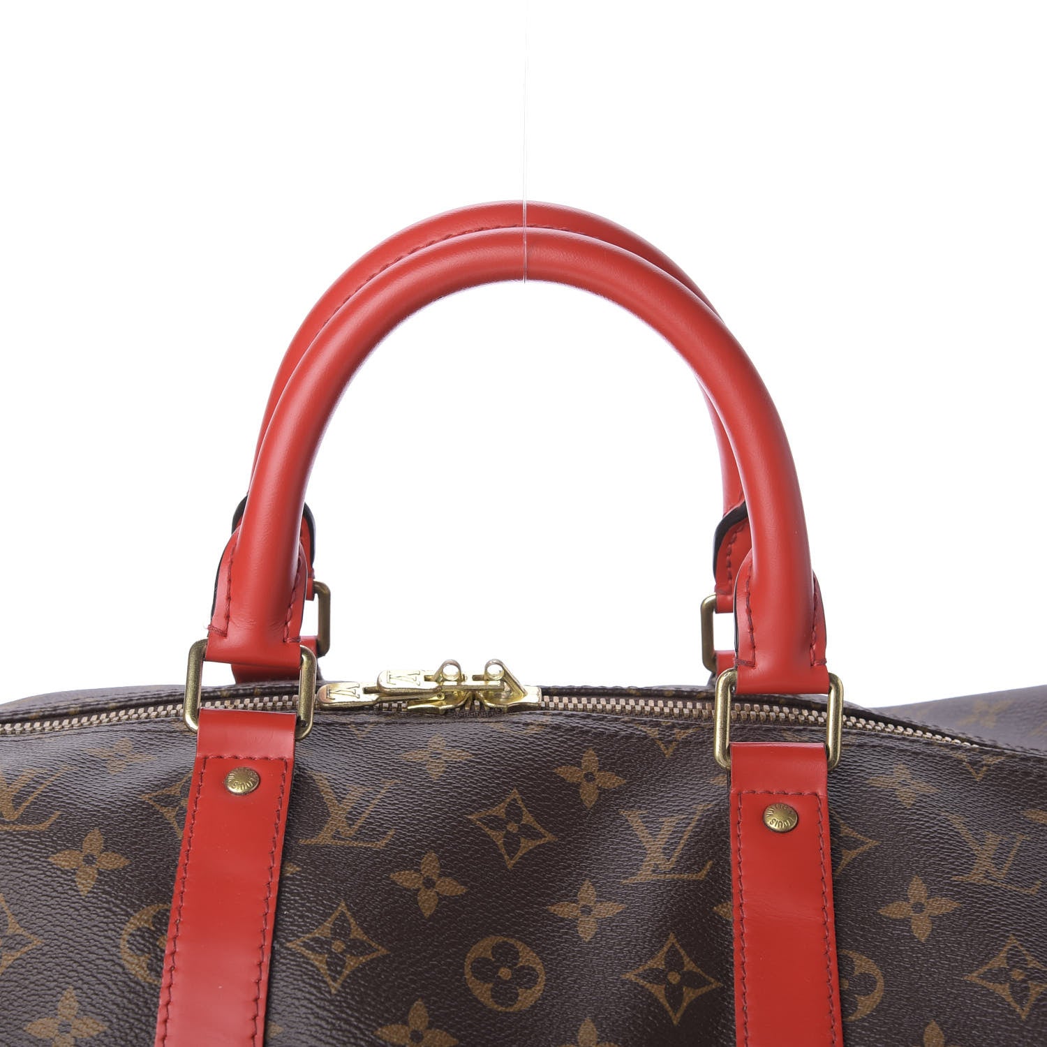 Louis Vuitton Calfskin Monogram Keepall Bandouliere 50 Coquelicot 7 of 8