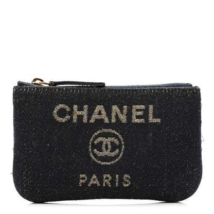 Chanel Lurex Canvas Deauville Cosmetic Pouch Navy Blue Gold 1 of 8