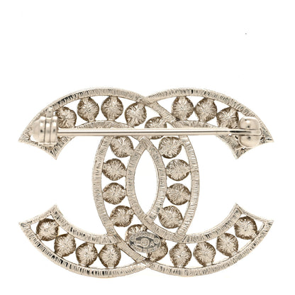 Chanel Pearl Crystal CC Brooch Silver 3 of 4
