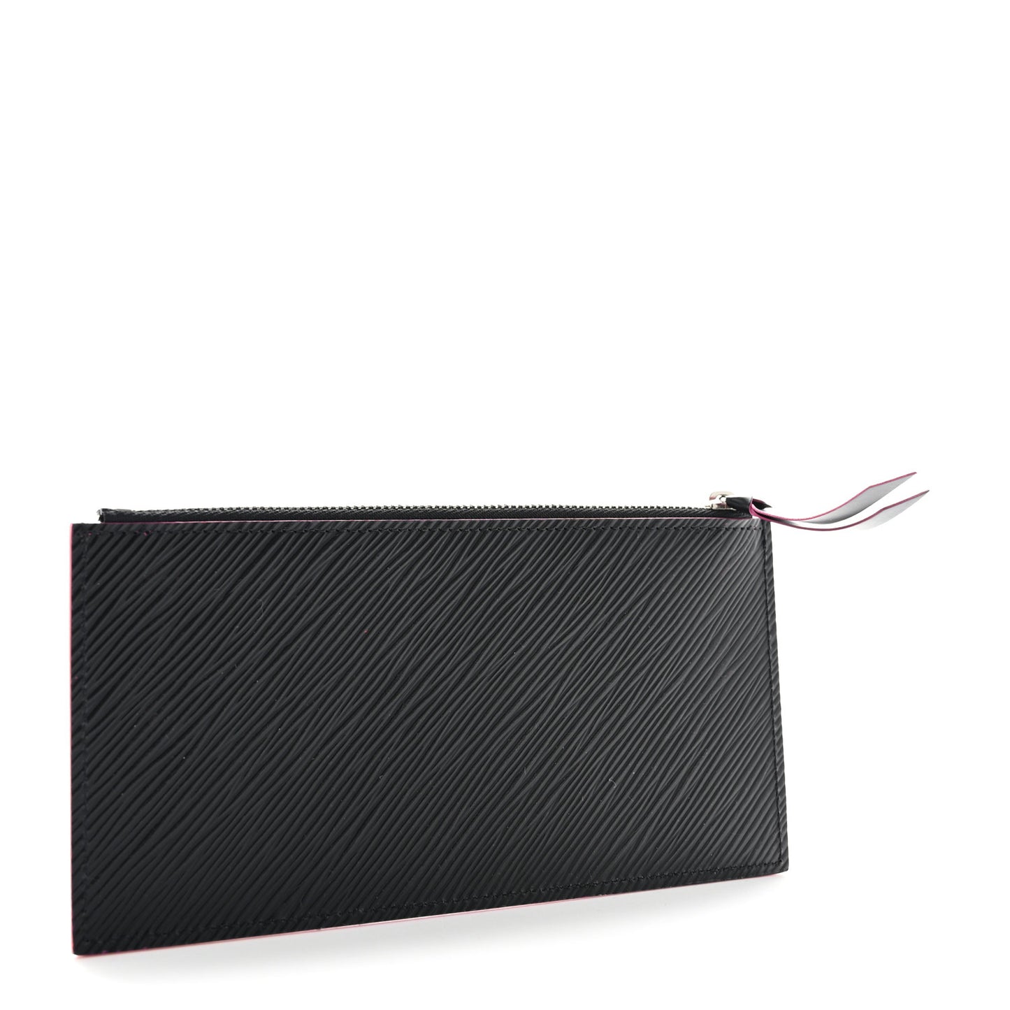 Epi Felicie Chain Wallet Zippered Insert Black Hot Pink