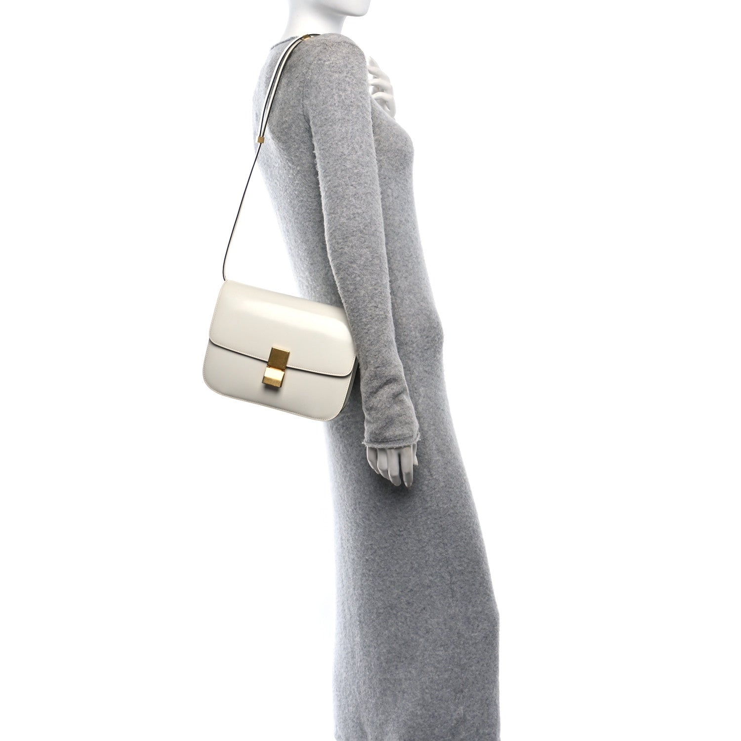 Celine Spazzolato Calfskin Medium Classic Box Bag White 2 of 9