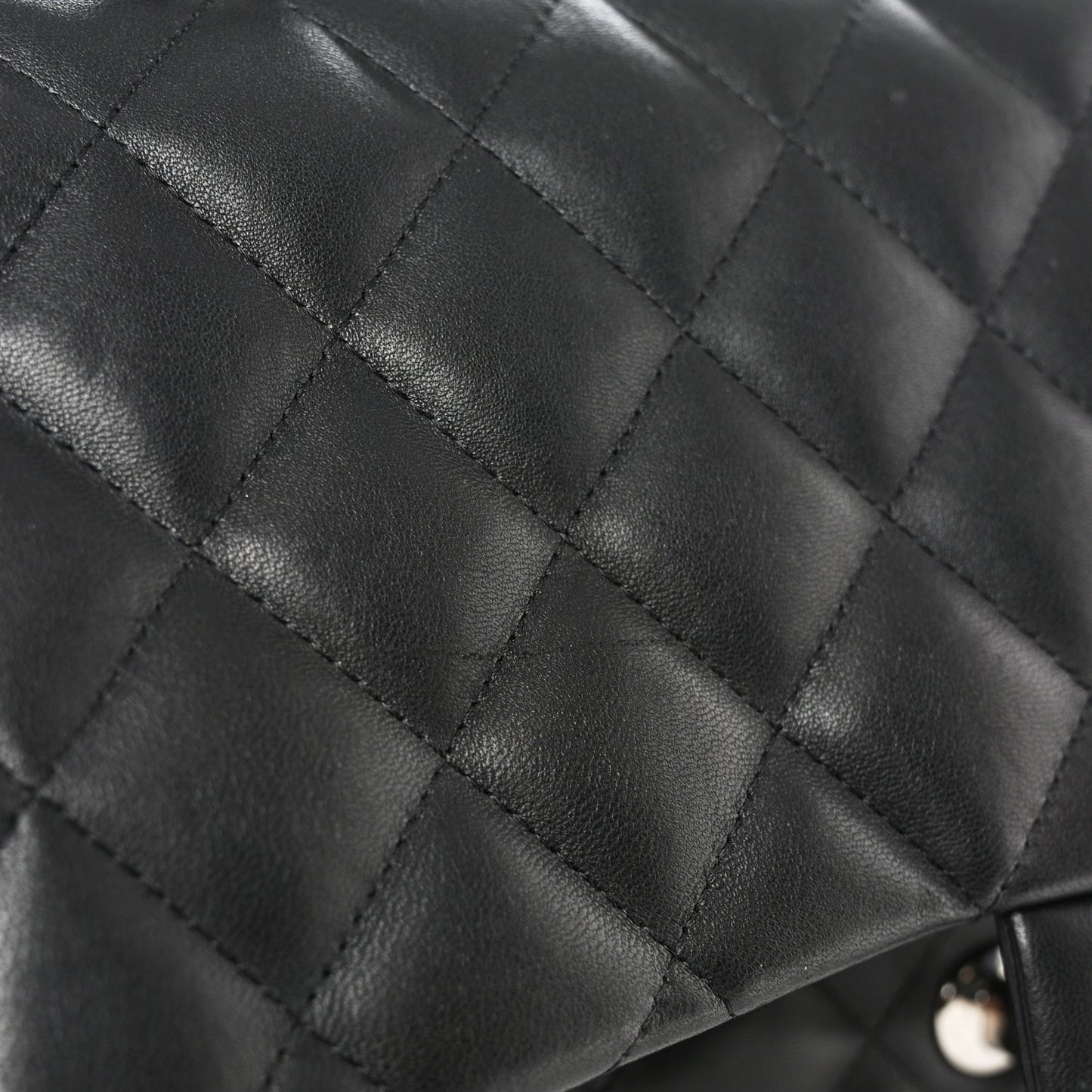 Lambskin Quilted Jumbo Double Flap Black