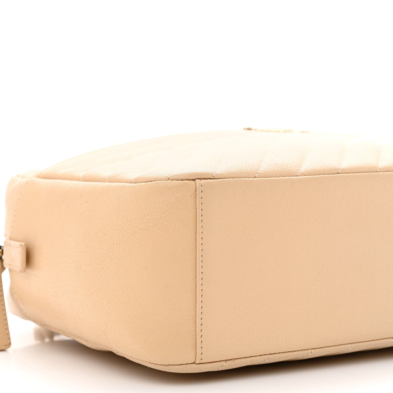 Chanel Shiny Goatskin Diagonal Quilted Camera Bag Beige 9 of 14