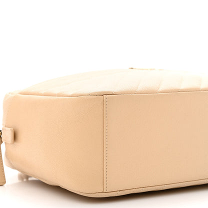 Chanel Shiny Goatskin Diagonal Quilted Camera Bag Beige 9 of 14