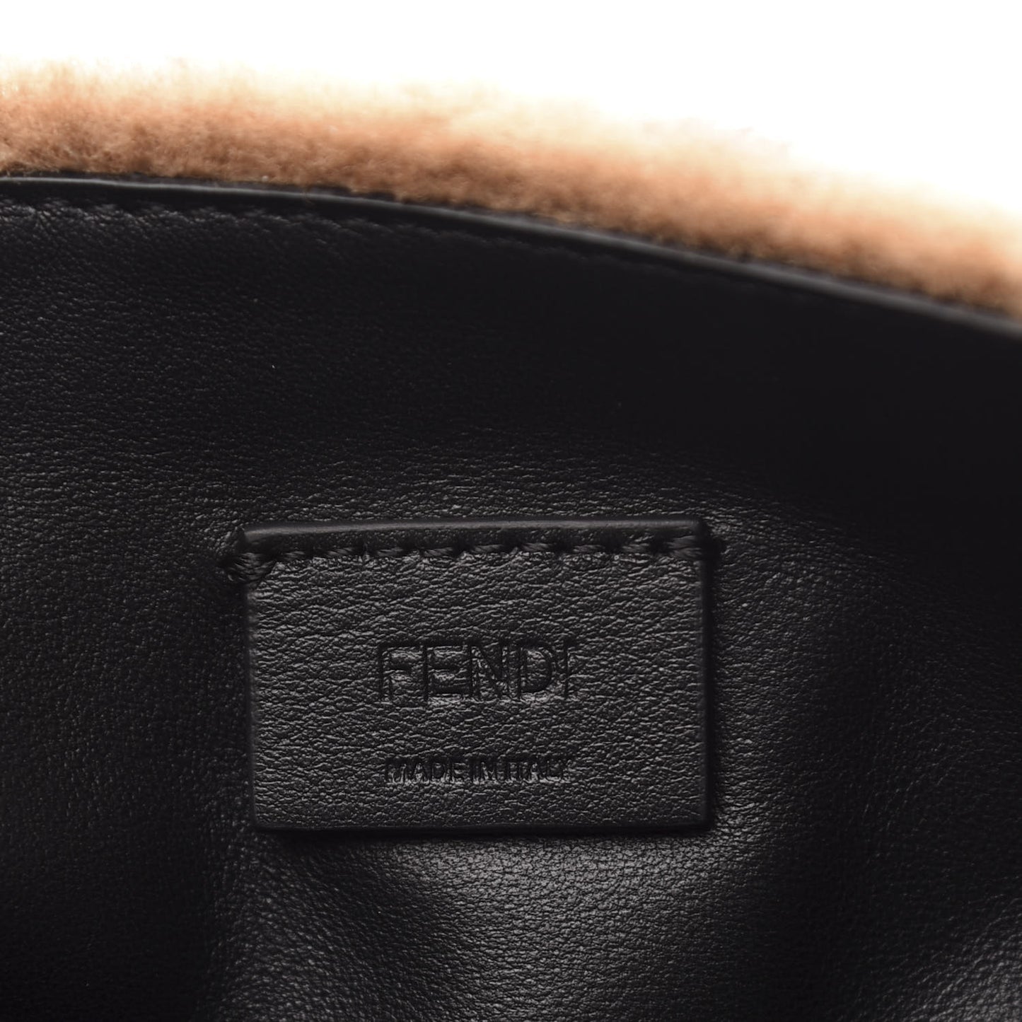 Shearling Vitello Dolce Macro FF 1974 Mini Baguette Tobacco Black