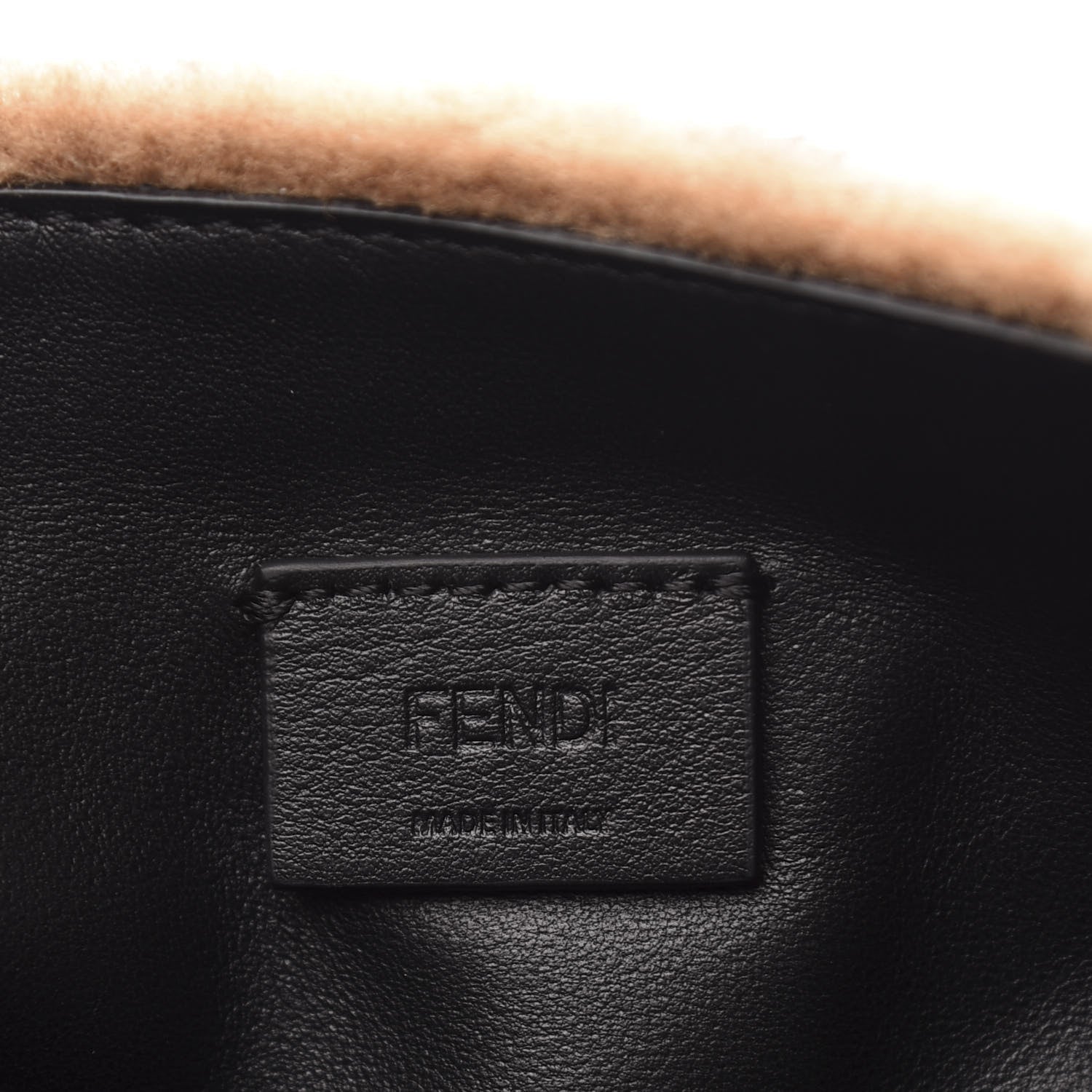 Fendi Shearling Vitello Dolce Macro FF 1974 Mini Baguette Tobacco Black 5 of 9