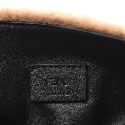 Fendi Shearling Vitello Dolce Macro FF 1974 Mini Baguette Tobacco Black 5 of 9