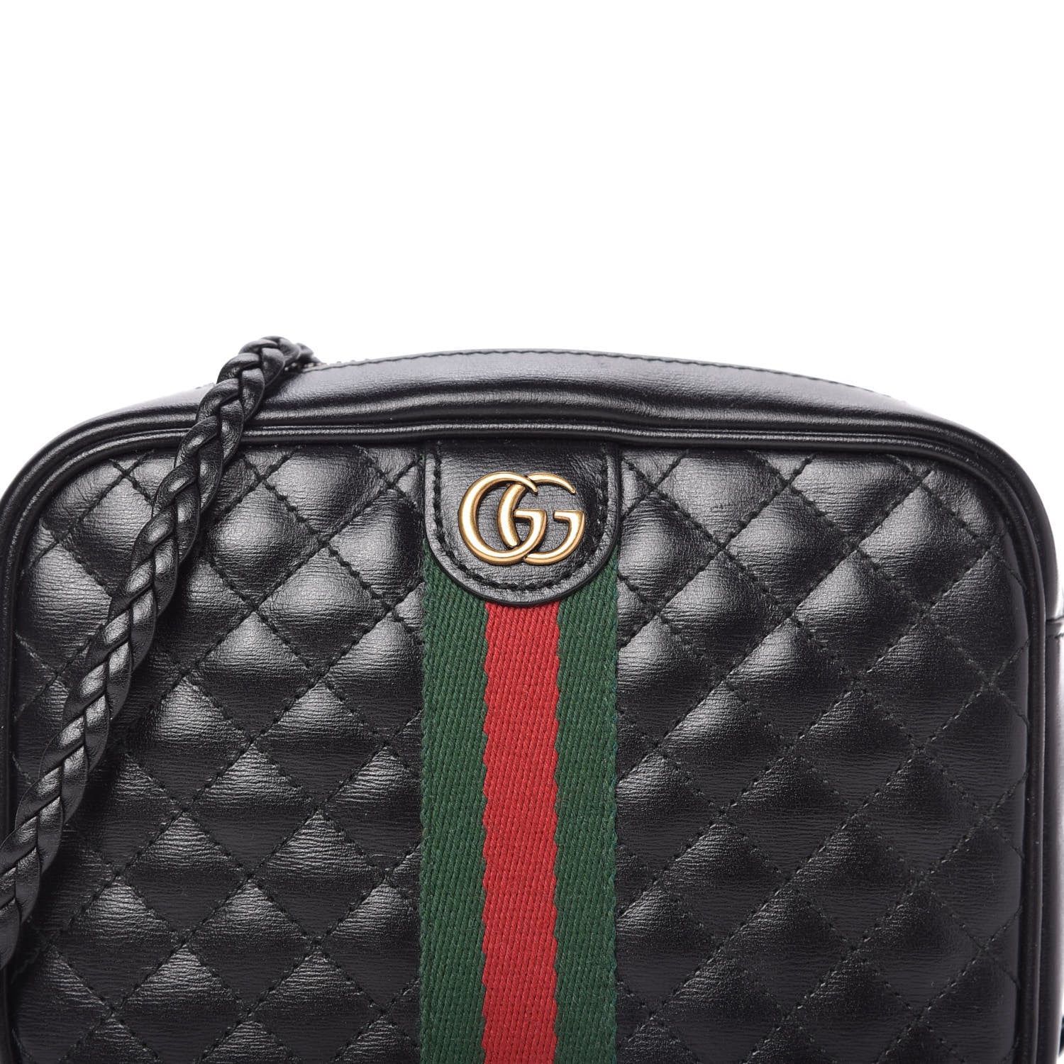 Gucci Calfskin Trapuntata Web Mini GG Shoulder Bag Black 9 of 12