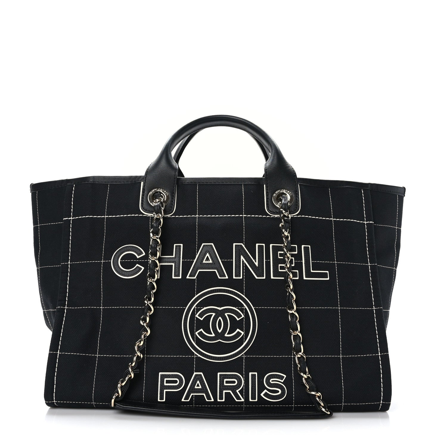 Chanel Cotton Medium Deauville Tote Black White 1 of 12