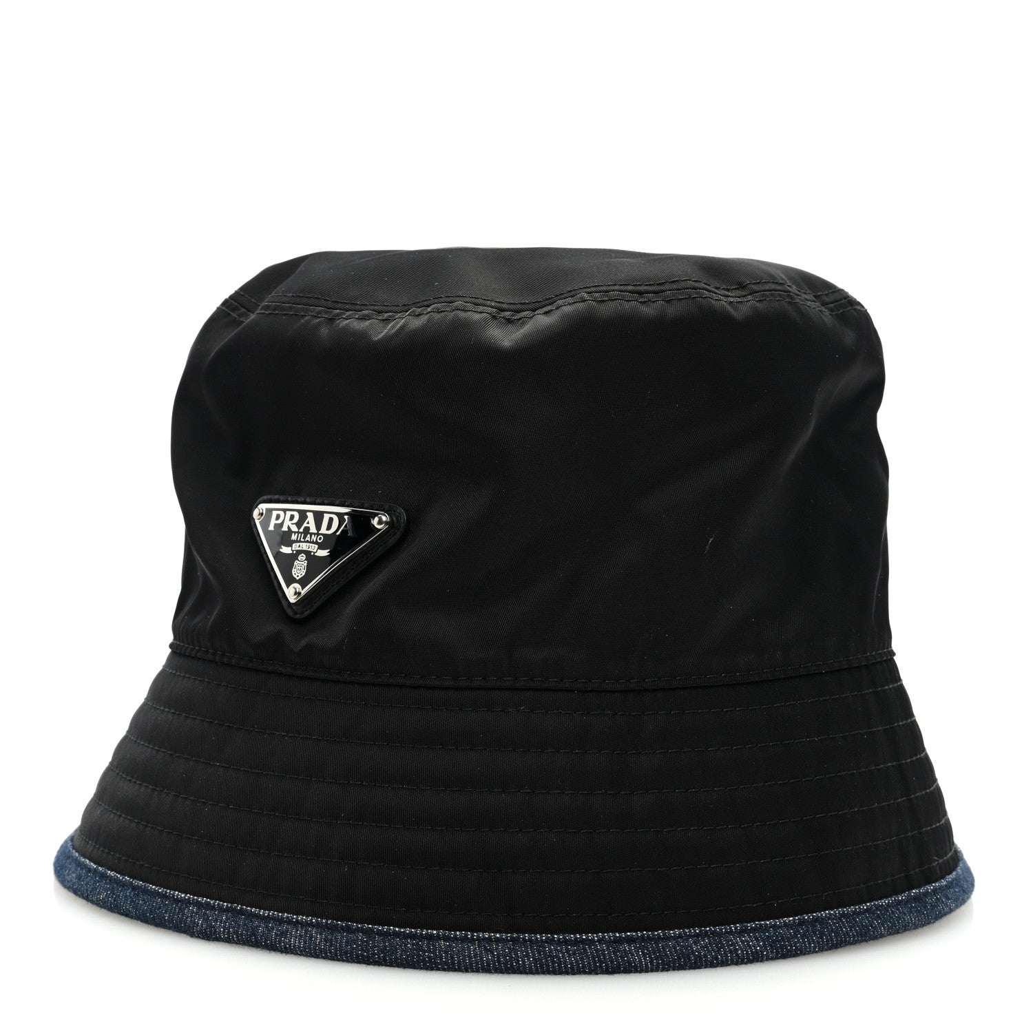 Prada Denim Re-Nylon Reversible Bucket Hat Blue Black 1 of 12