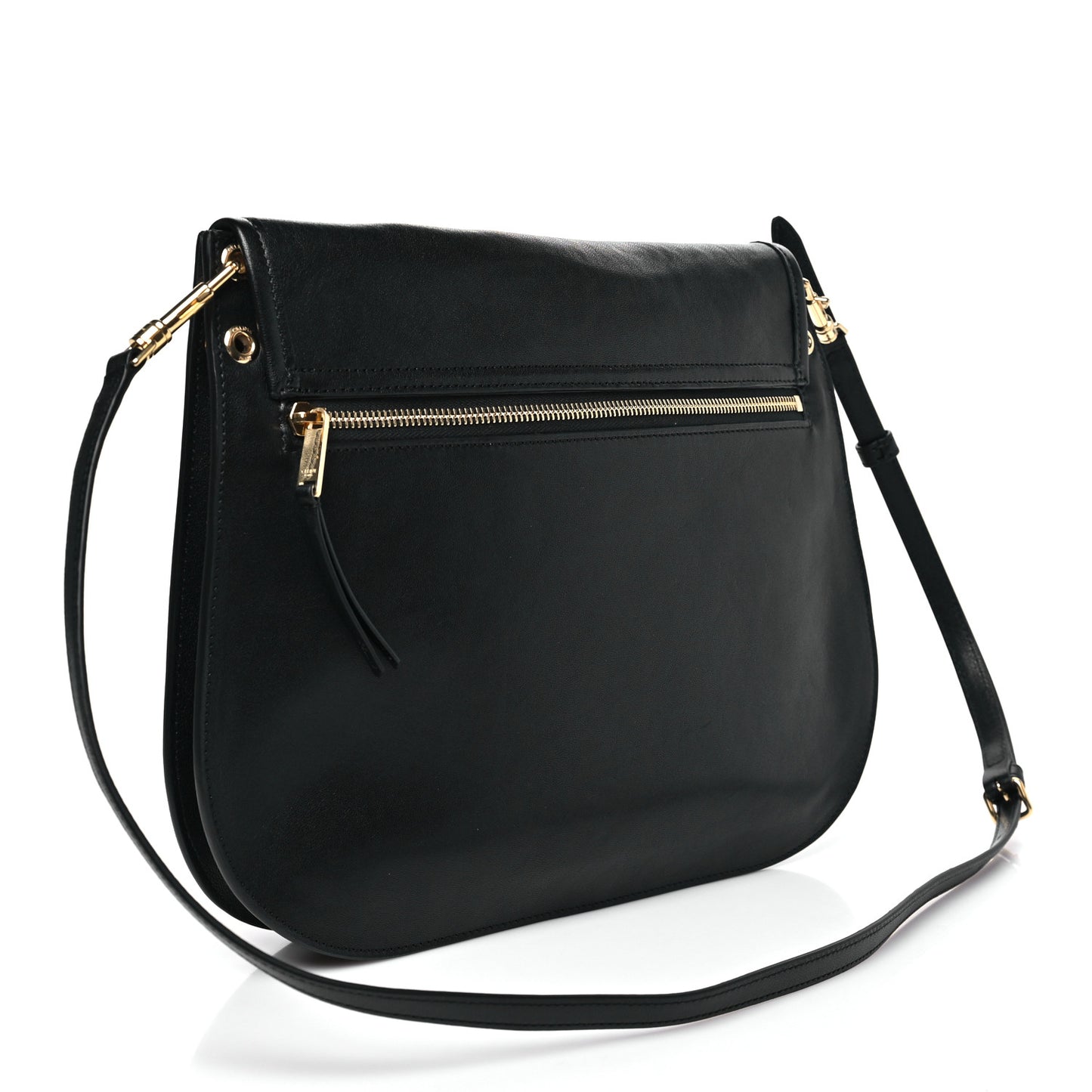 Shiny Lambskin Soft Triomphe Besace Bag Black