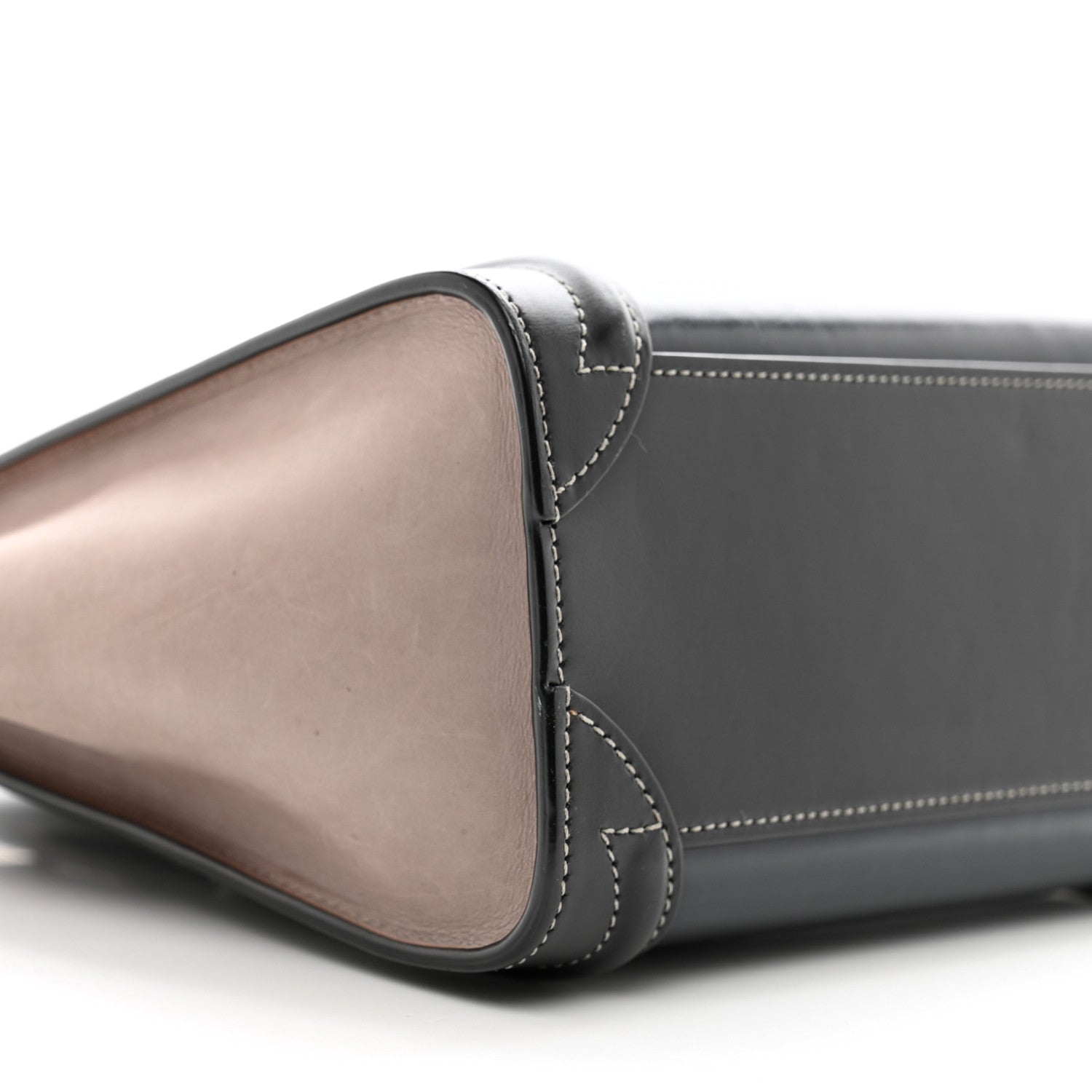 Celine Glazed Calfskin Nano Bi-Color Luggage Black Taupe 8 of 10