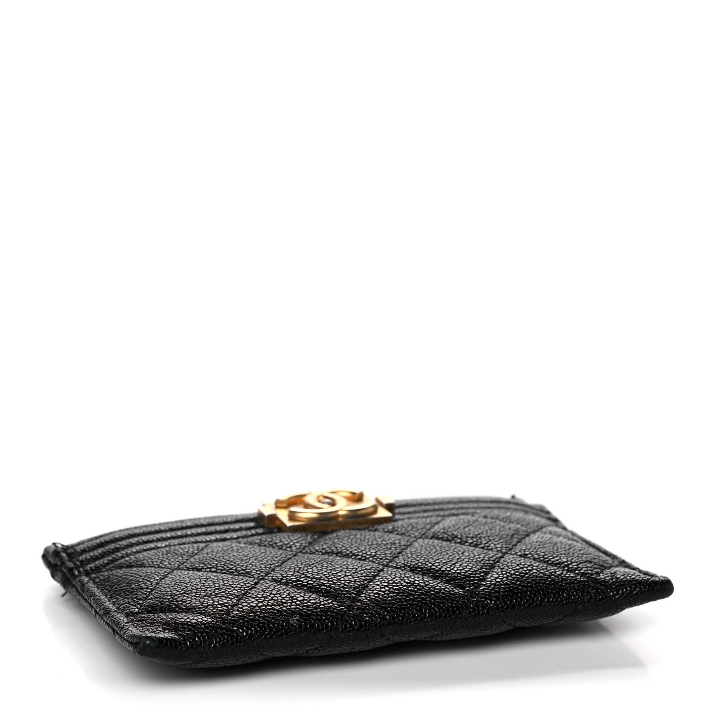 Caviar Quilted Boy Card Holder Black