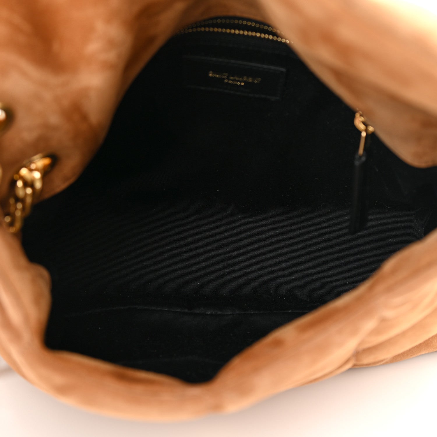 Saint Laurent Suede Calfskin Quilted Small Loulou Puffer Monogram Chain Satchel Cinnamon 5 of 10