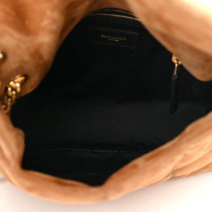Saint Laurent Suede Calfskin Quilted Small Loulou Puffer Monogram Chain Satchel Cinnamon 5 of 10