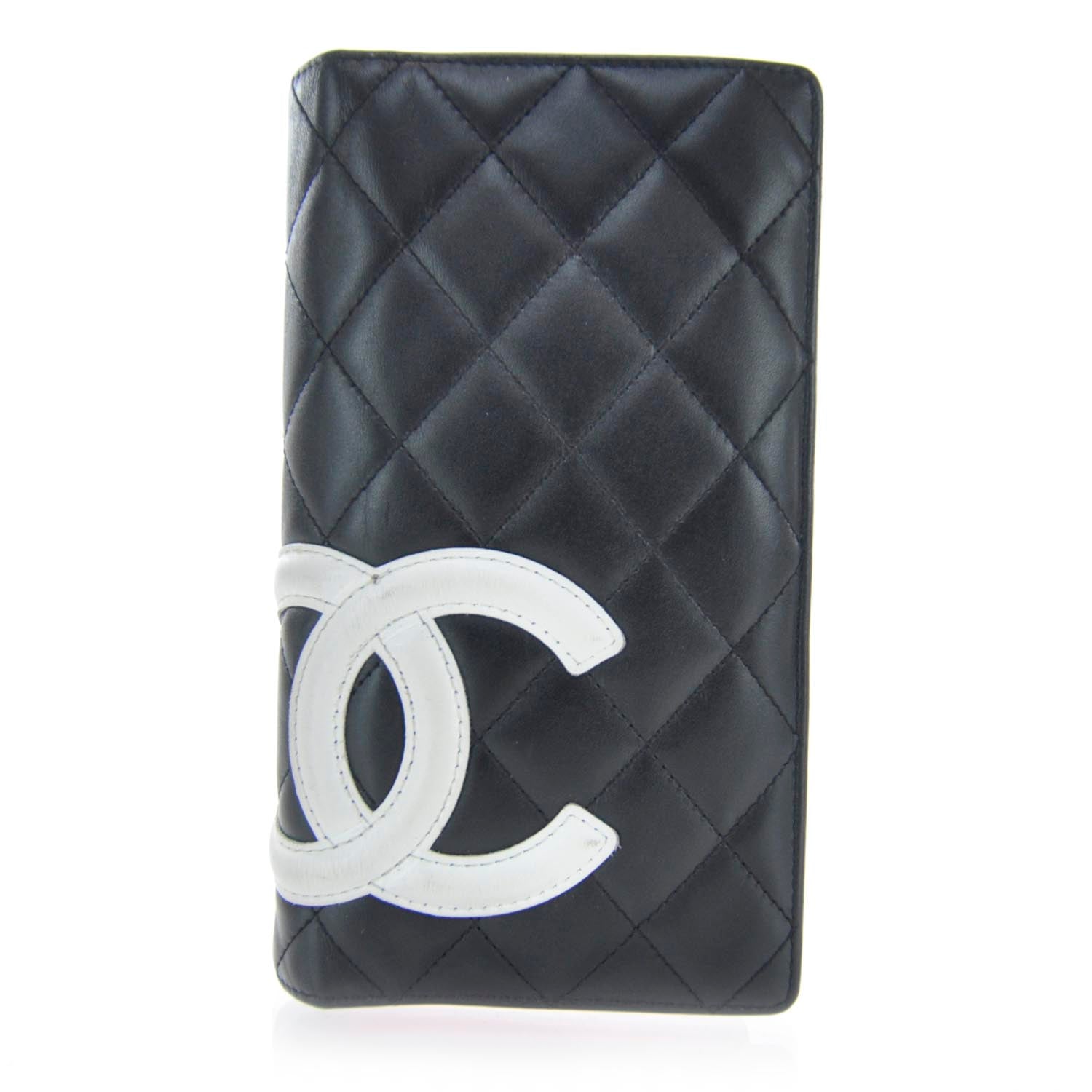 Chanel Calfskin Quilted Cambon Yen Wallet Black White 1 of 7