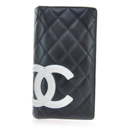 Chanel Calfskin Quilted Cambon Yen Wallet Black White 1 of 7