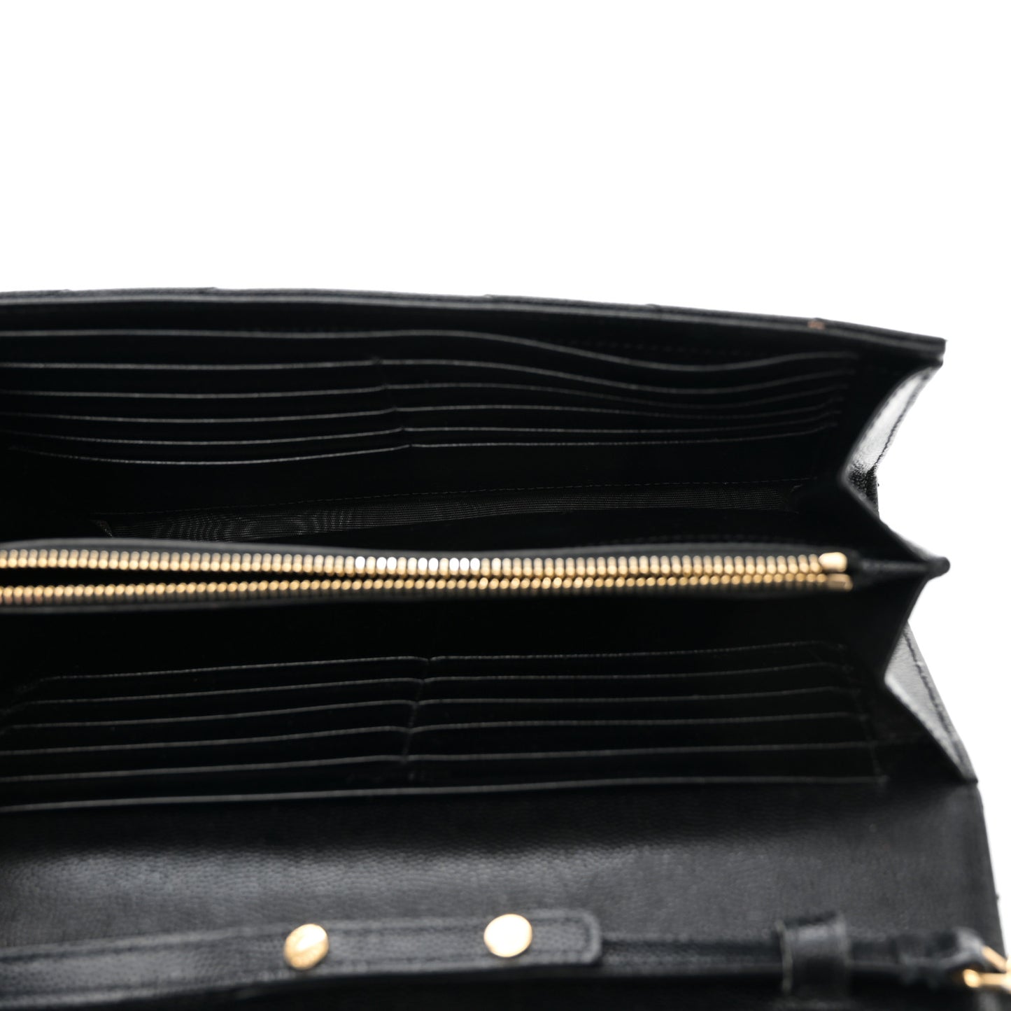 Grain De Poudre Matelasse Chevron Monogram Chain Wallet Black