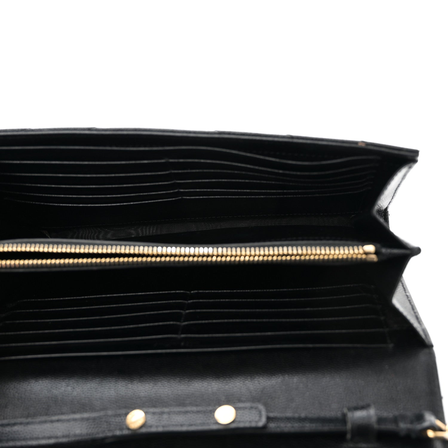 Saint Laurent Grain De Poudre Matelasse Chevron Monogram Chain Wallet Black 5 of 11