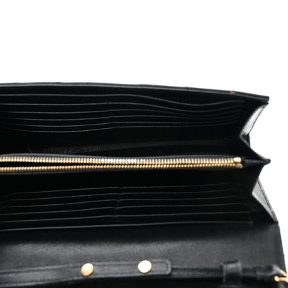 Saint Laurent Grain De Poudre Matelasse Chevron Monogram Chain Wallet Black 5 of 11