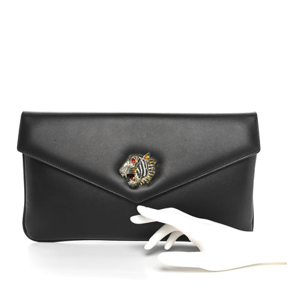 Gucci Calfskin Medium Rajah Broadway Envelope Clutch Black 3 of 10