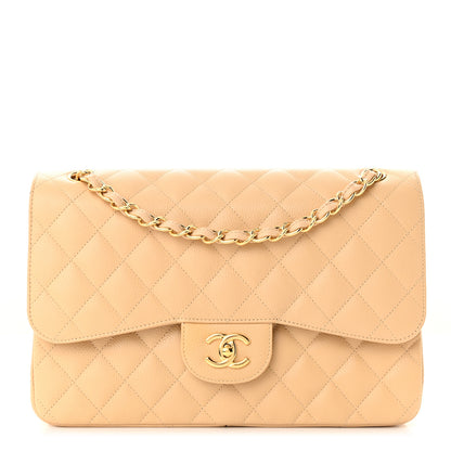 Chanel Caviar Quilted Jumbo Double Flap Beige 1 of 12