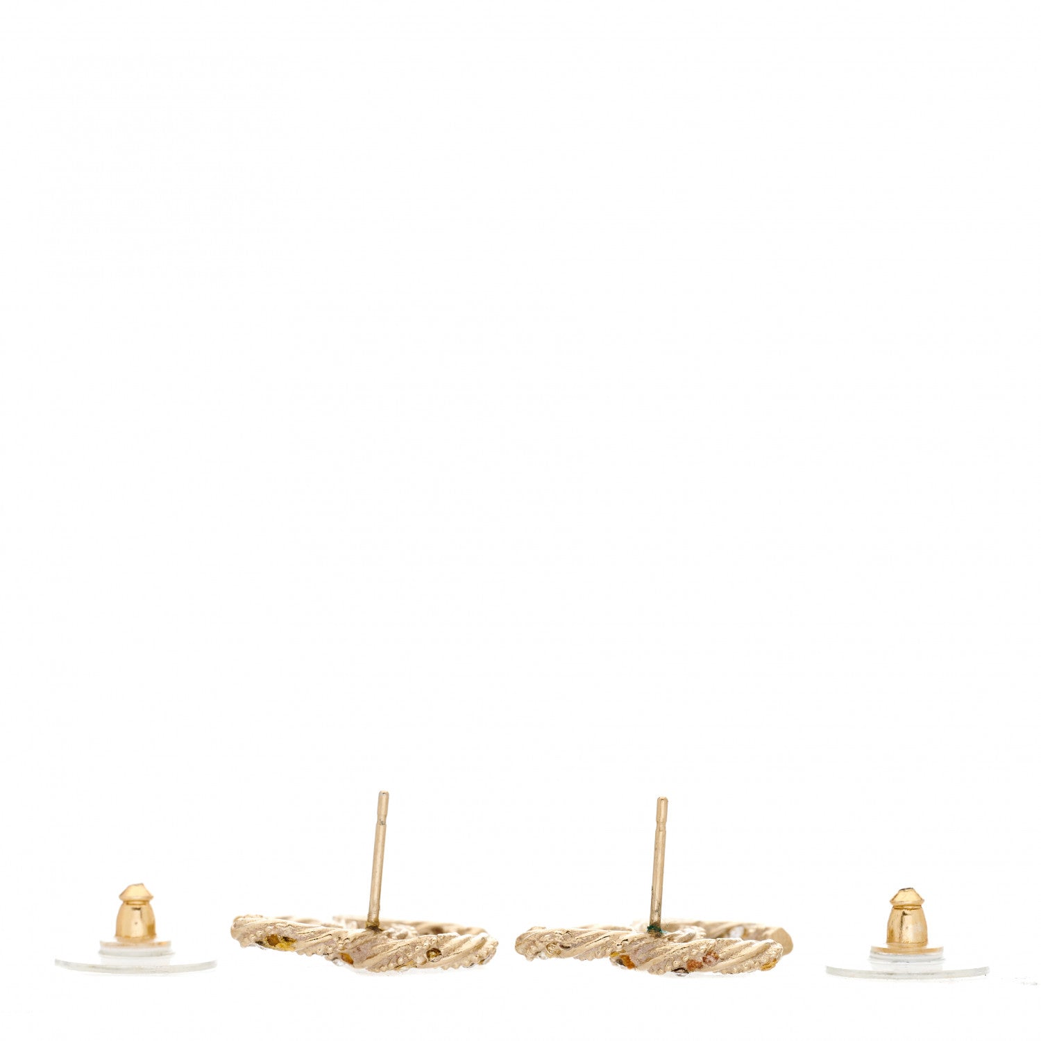 Chanel Crystal Twisted CC Earrings Gold 4 of 7