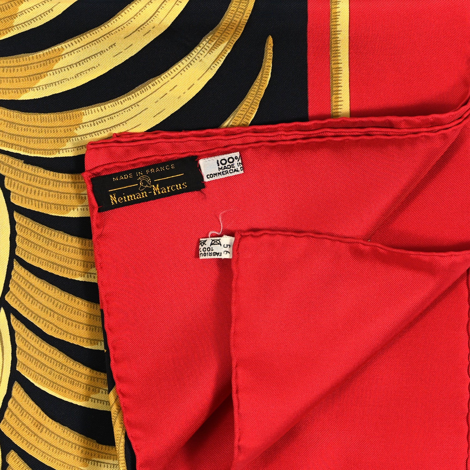 Hermes Silk Tigre Royal Pocket Square Rouge Black Or 3 of 3