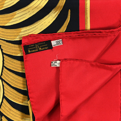 Hermes Silk Tigre Royal Pocket Square Rouge Black Or 3 of 3