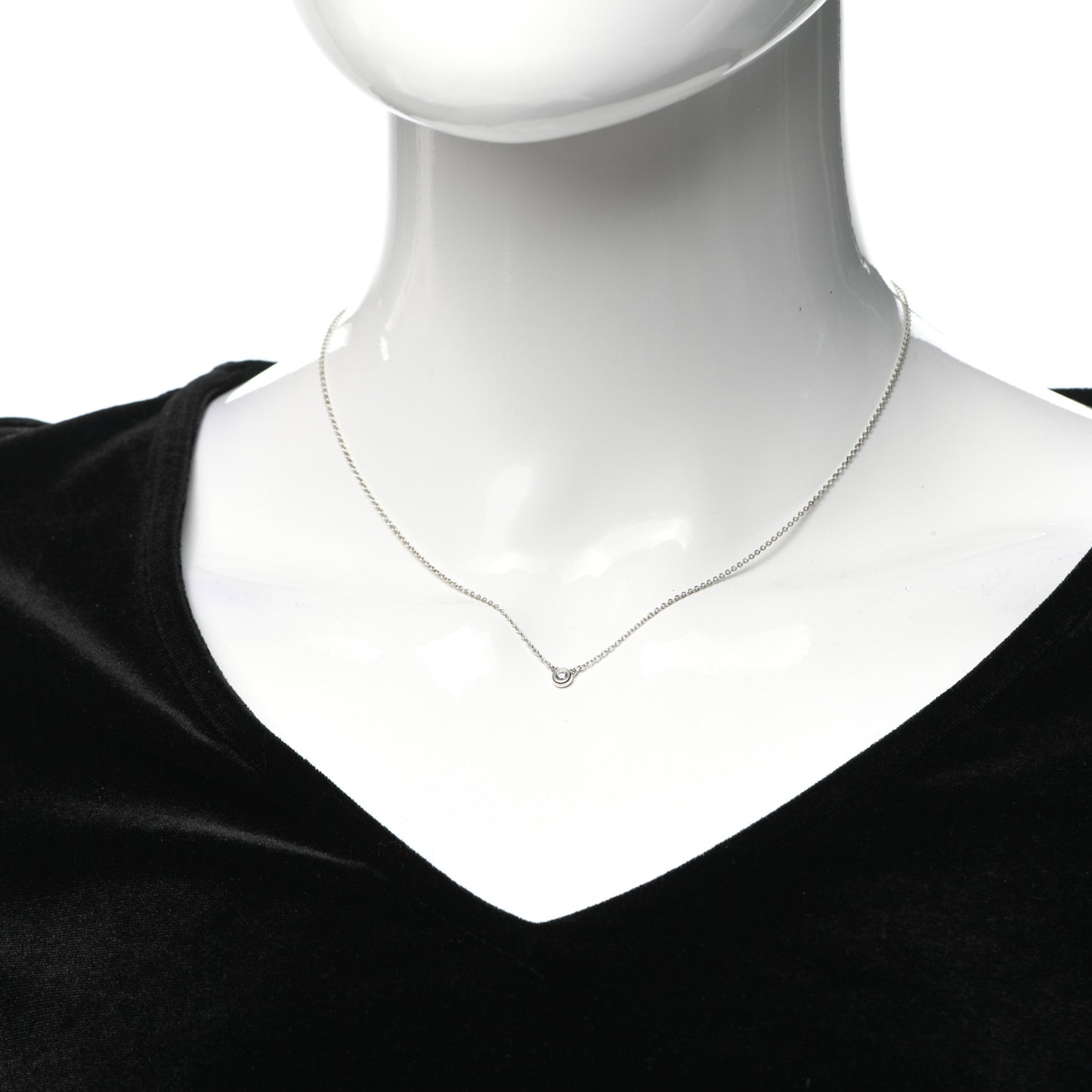 Sterling Silver Diamond .05ct Elsa Peretti Diamonds by the Yard Pendant Necklace