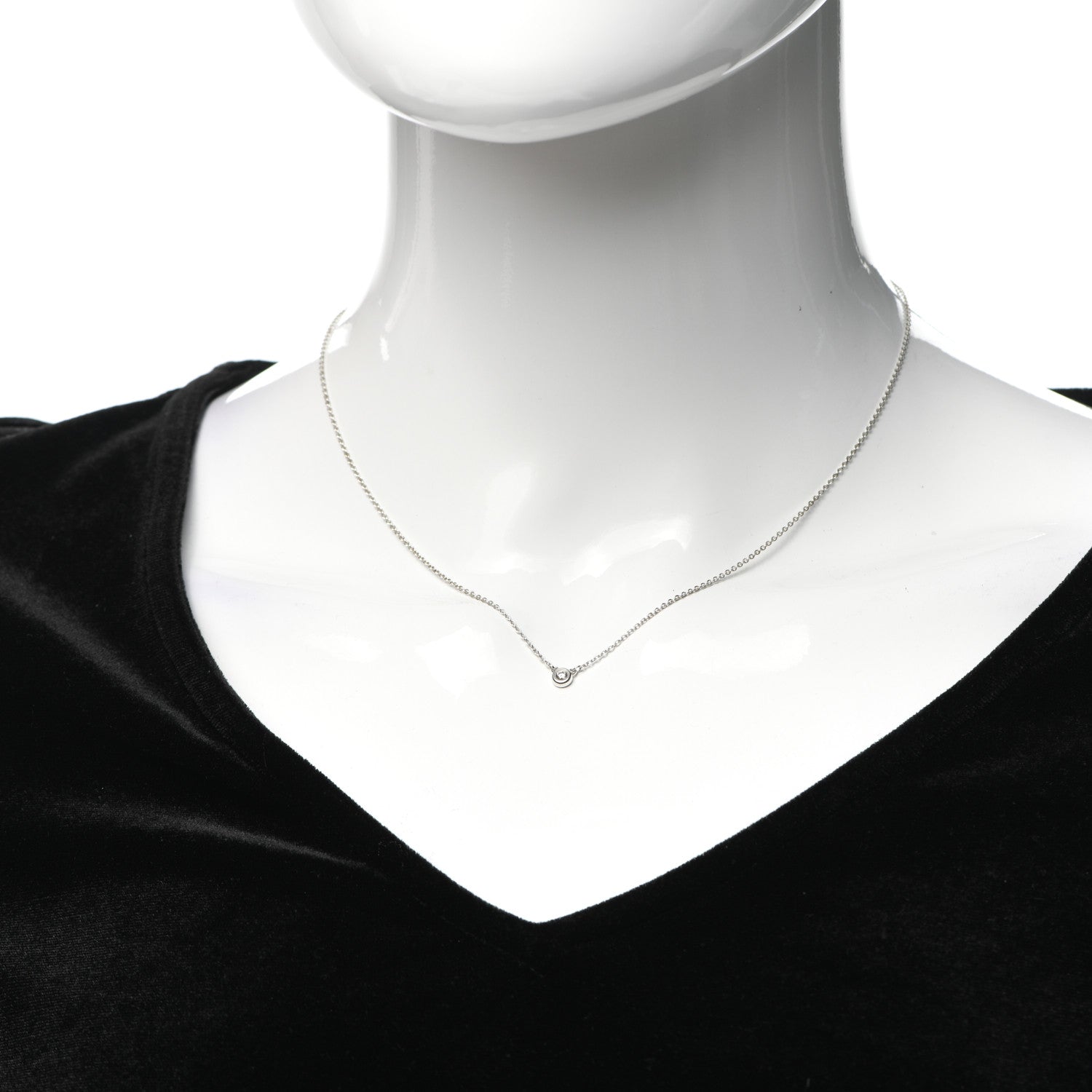 Tiffany Sterling Silver Diamond .05ct Elsa Peretti Diamonds by the Yard Pendant Necklace 2 of 6
