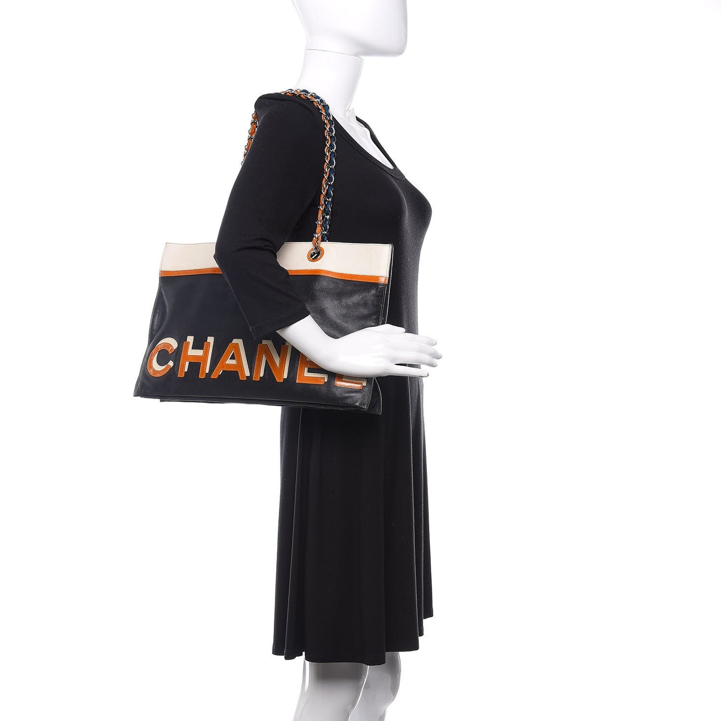 Calfskin N°5 Star Tote Black Orange