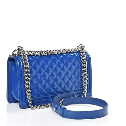 Chanel Patent Calfskin Quilted Medium Plexiglass Boy Flap Blue 2 of 14