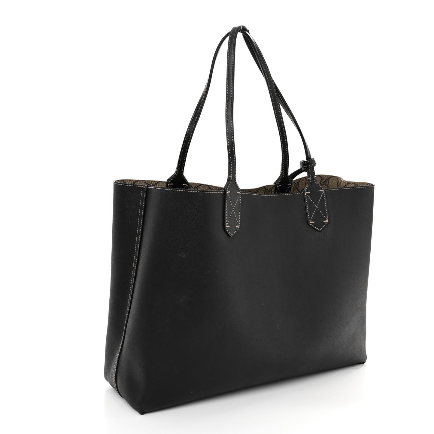 Calfskin GG Supreme Monogram Large Reversible Tote Black