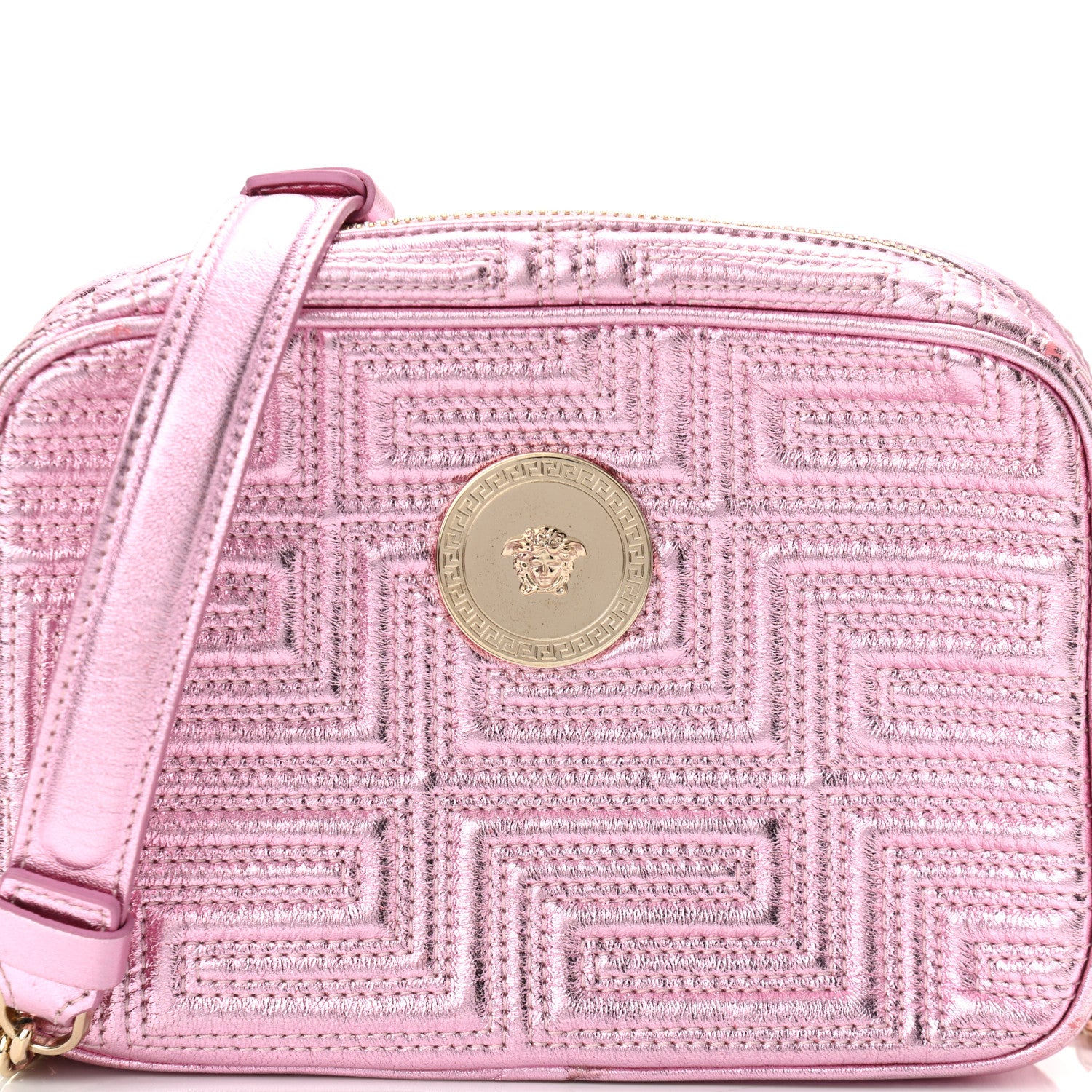 Versace Metallic Nappa Quilted Icon Camera Bag Rosa 7 of 9