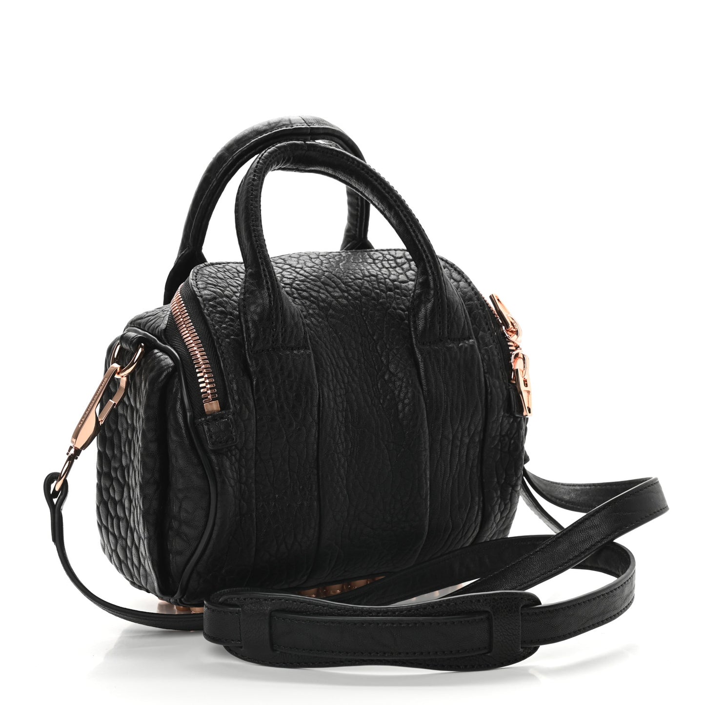 Pebbled Lambskin Mini Rockie Black Rose Gold Hardware