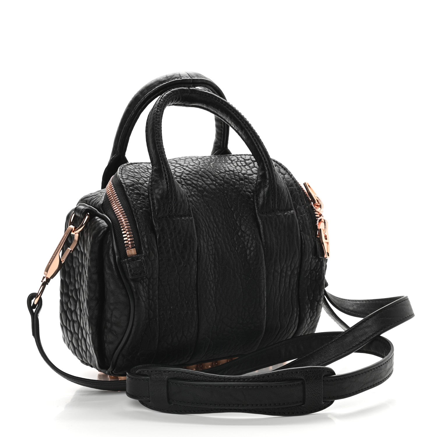 Alexander Wang Pebbled Lambskin Mini Rockie Black Rose Gold Hardware 3 of 8