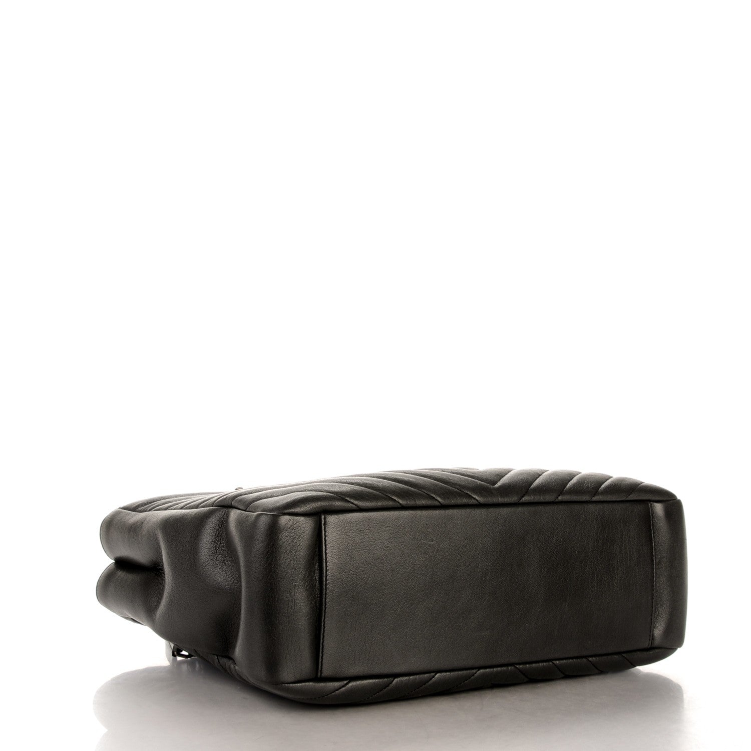 Saint Laurent Sheepskin Matelasse Chevron Large Monogram Shopping Bag Black 4 of 6