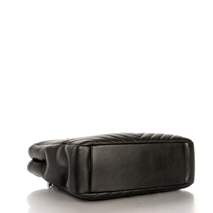 Saint Laurent Sheepskin Matelasse Chevron Large Monogram Shopping Bag Black 4 of 6