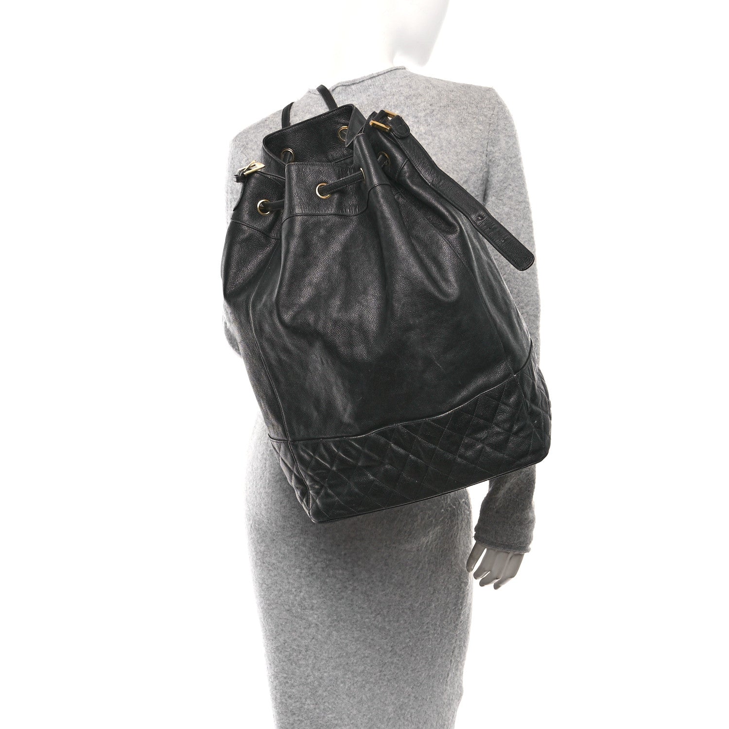 Chanel Caviar Quilted Drawstring Backpack Black 2 of 12
