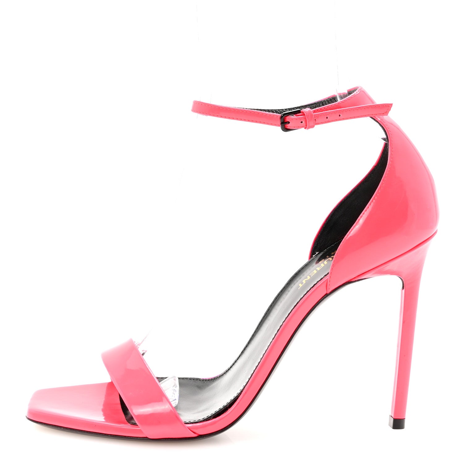 Saint Laurent Patent Calfskin Amber 105 Ankle Strap Sandals 39.5 Fuchsia Fluo 1 of 10