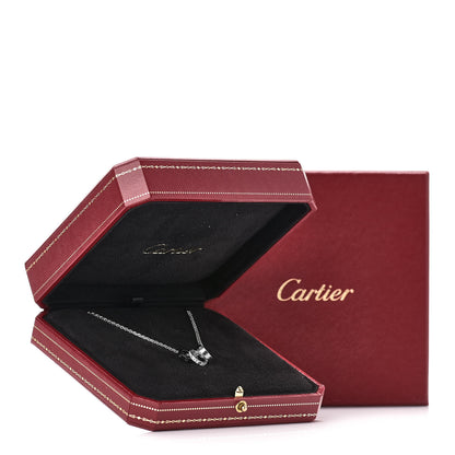 Cartier 18K White Gold Ceramic Diamond Three Ring LOVE Necklace 6 of 6